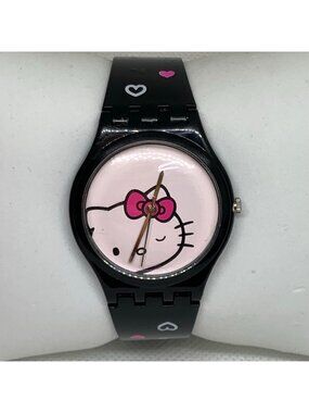 Sanrio Hello kitty women/girls watch 35mm black tone quartz Japan running
